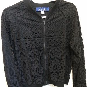 Black, Lace, Zip up jacket. Size Large